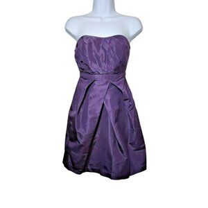 Priscilla of Boston Silk Strapless Cocktail Dress Purple Size 2 Bridesmaid Forma